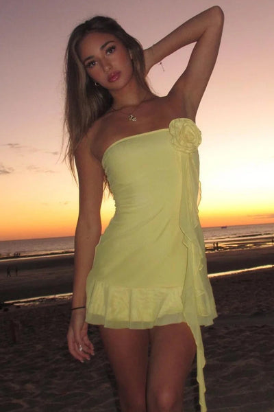 Strapless Sheath Tiered Chiffon Mini Party Homecoming Dress