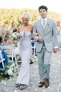 Trumpet Satin Strapless Empire Bridesmaid Dress With Bows