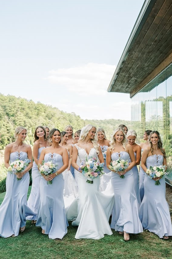 Trumpet Satin Strapless Empire Bridesmaid Dress With Bows