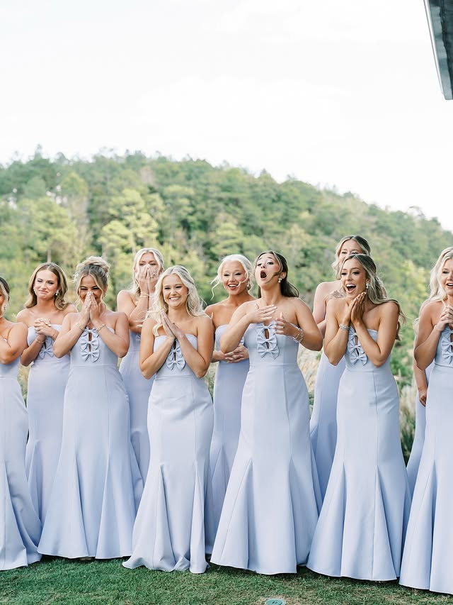 Trumpet Satin Strapless Empire Bridesmaid Dress With Bows