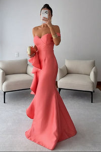 Trumpet Sweetheart One Shoulder Ruffle Split Party Prom Dress