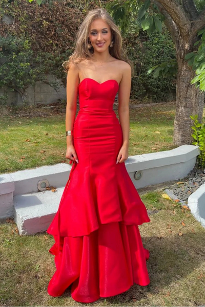 Trumpet Sweetheart Strapless Satin Empire Party Prom Dress