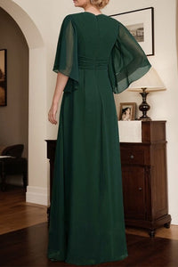 V-Neck Bell Sleeves Chiffon A-Line Mother Of The Bride Dress