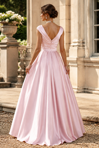 V-Neck Open Back A-Line Empire Floor-Length Mother Of The Bride Dress