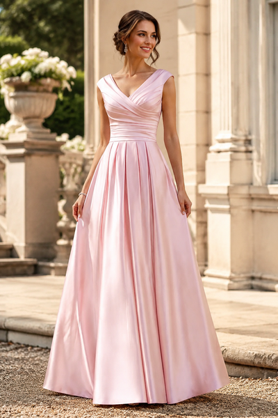 V-Neck Open Back A-Line Empire Floor-Length Mother Of The Bride Dress
