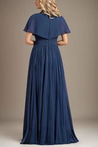 V-Neck Shawl Chiffon A-Line Pleated Mother Of The Bride Dress 