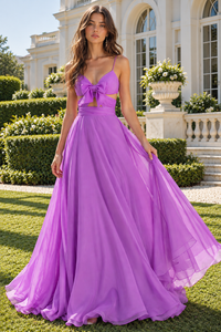 V-Neck Sleeveless Illusion Empire Chiffon A-Line Split Party Prom Dress