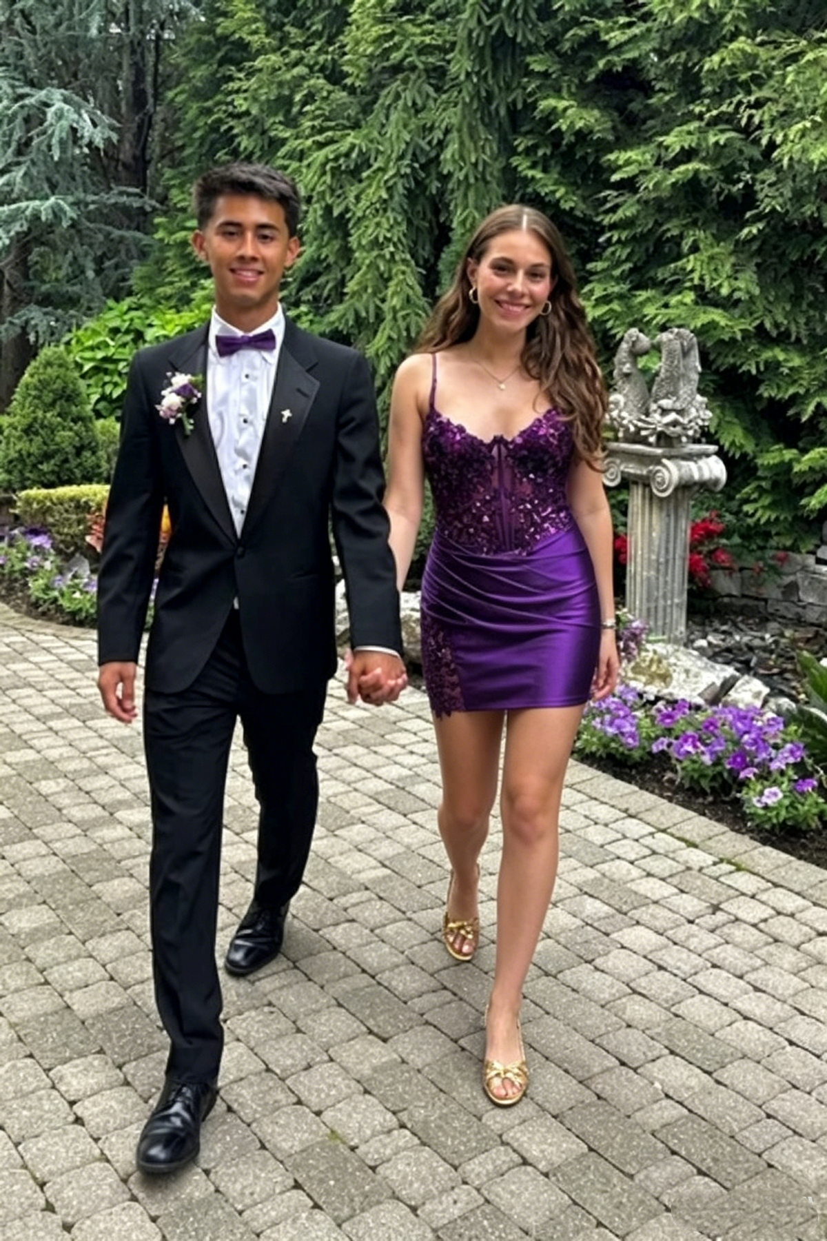 V-Neck Spaghetti Straps Lace Appliques Satin Tight Homecoming Dress
