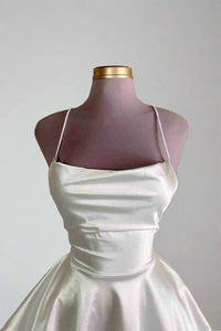 White Straps Lace-Up A-Line Short Party Dress front shot