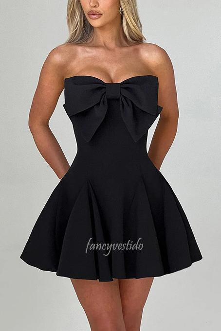 Strapless A-Line Summer Dress Beach Dress with Bow