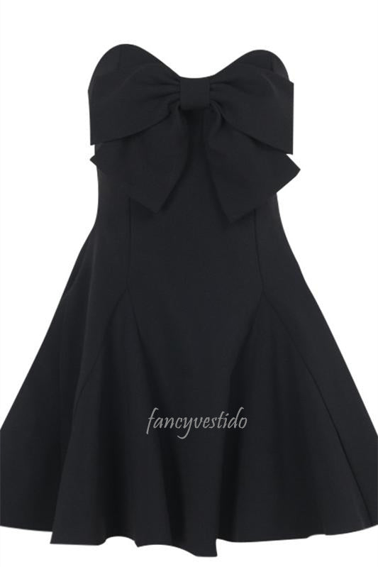 Strapless A-Line Summer Dress Beach Dress with Bow
