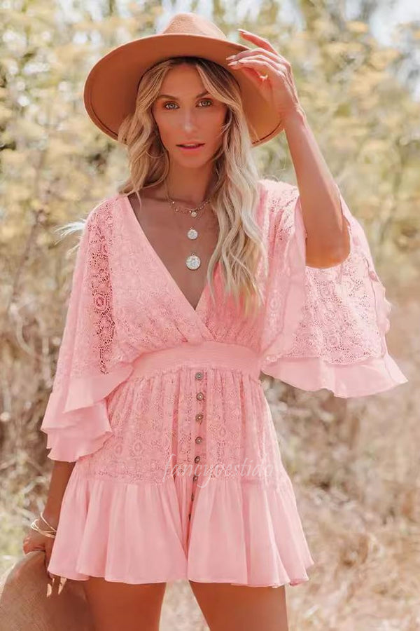 V-Neck Lace A-Line Summer Dress Beach Dress