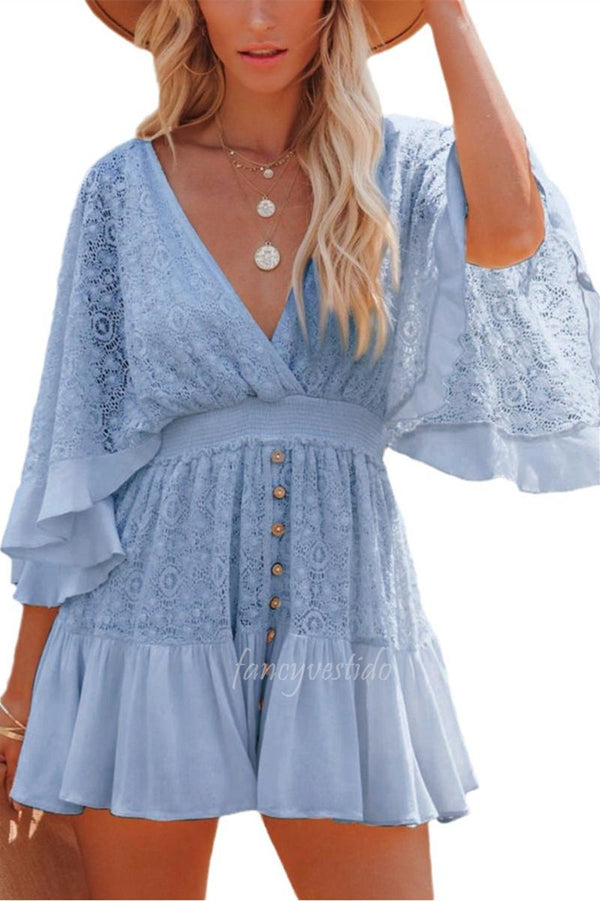 V-Neck Lace A-Line Summer Dress Beach Dress