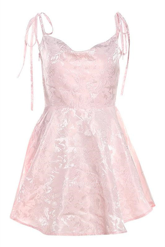 Bow Tie Straps Brocade A-Line Party Summer Dress