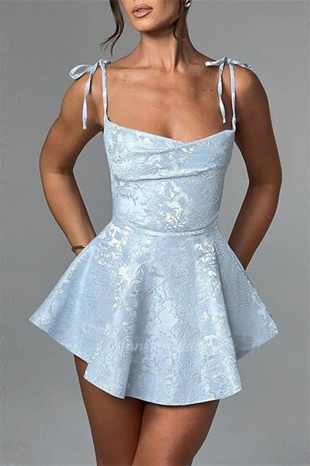 Bow Tie Straps Brocade A-Line Party Summer Dress