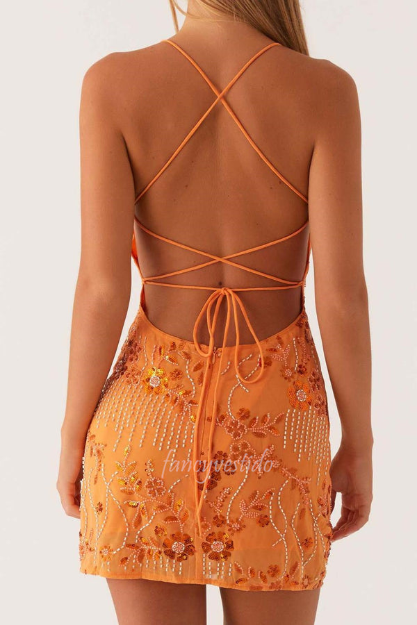 Spaghetti Straps V-Neck Beaded Tight Short Homecoming Dress