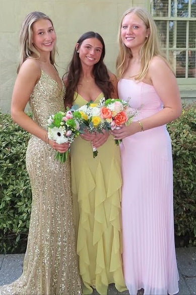 Yellow Chiffon A-Line V-Neck Sleeveless Tiered Ruffle Split Party Prom Dress 