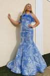 Strapless Sequins-Embroidered Mermaid Prom Dress with Feathers