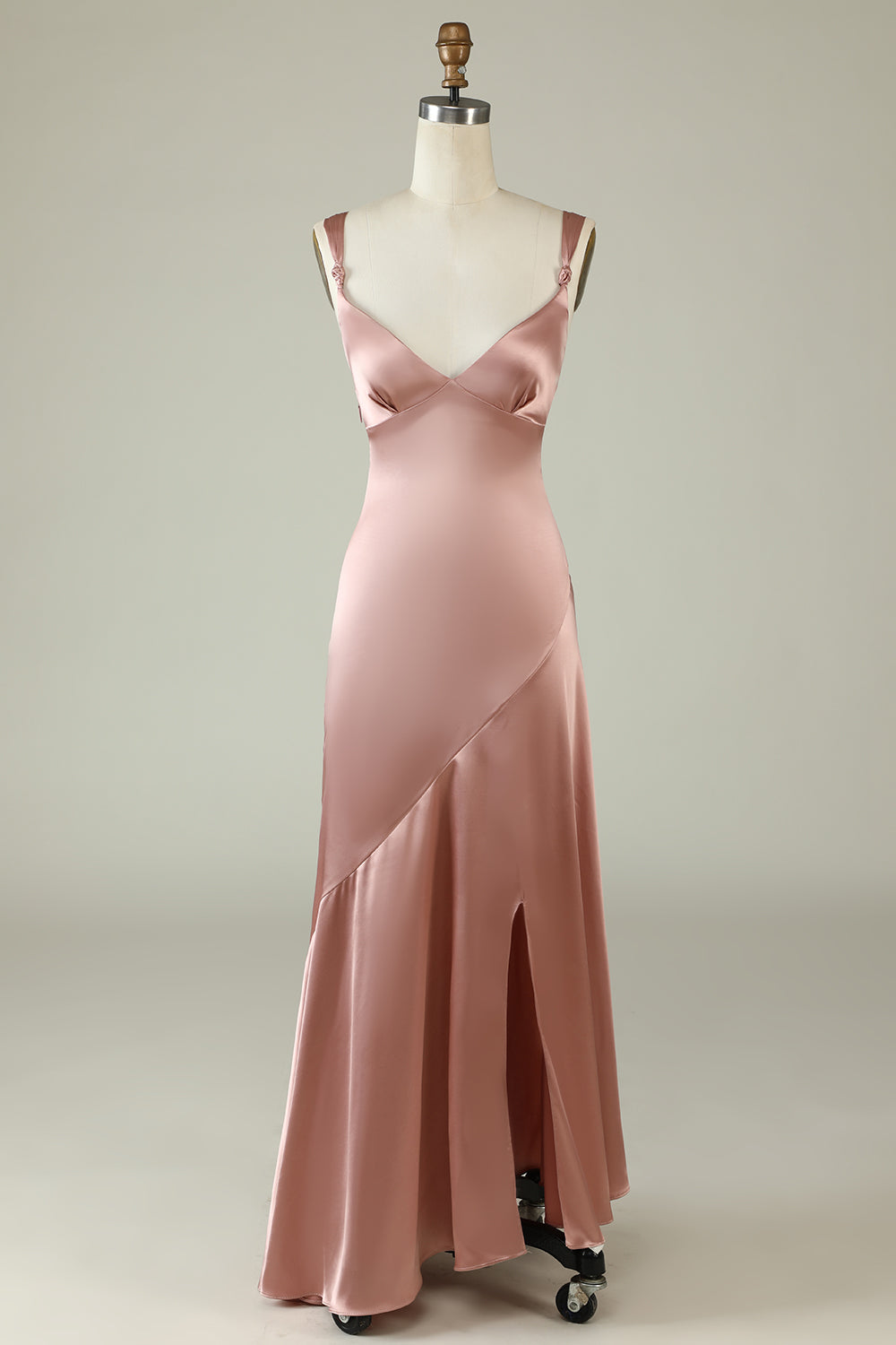 Empire Rose Gold Floor Length Bridesmaid Dress