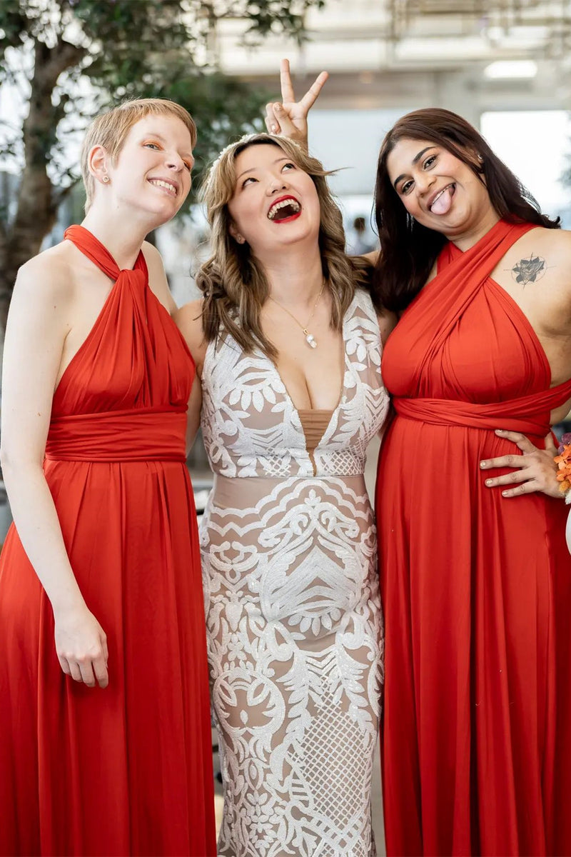 A-Line Red infinity Long bridesmaid dress