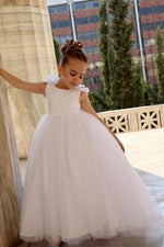 White Lace Top Floor Length Princess Girl Dress