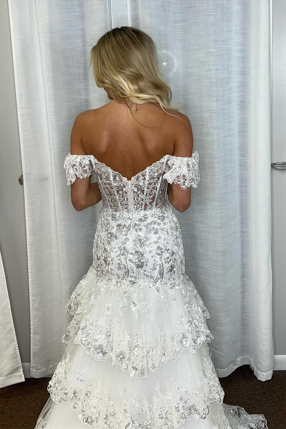 Red sequin wedding dress hotsell