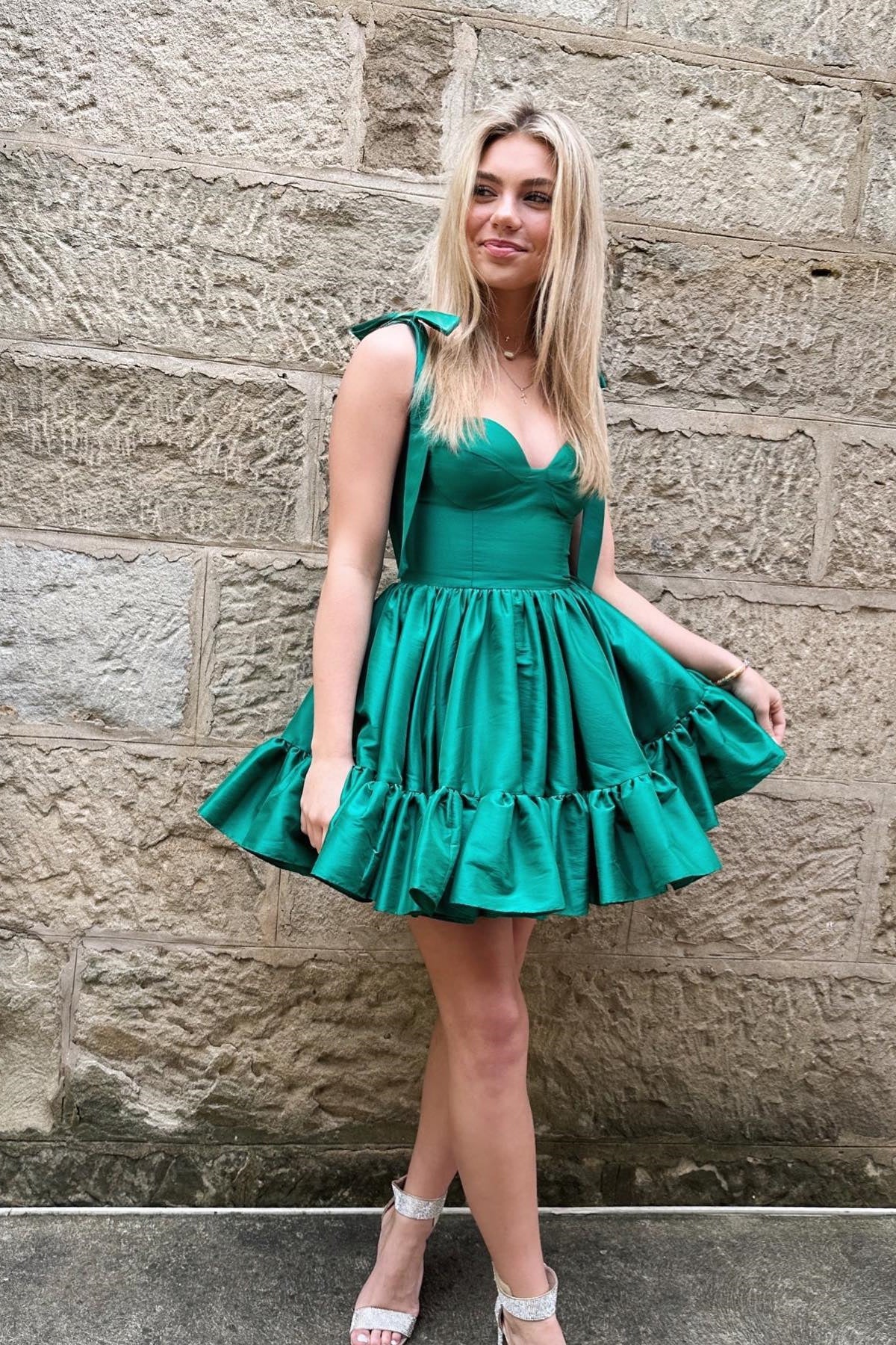 Cute Tie Straps Hot Pink Ruffle Short Homecoming Dress FancyVestido Cute Tie Straps Hot Pink Ruffle Short Homecoming Dress FancyVestido