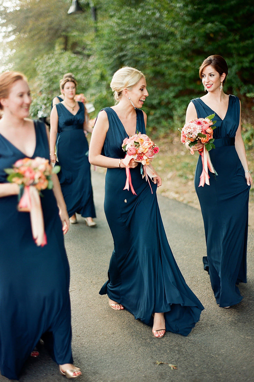teal mermaid bridesmaid dresses Open-Back Long Mermaid Prom Dress with Back Drape Signature Royal / XSmall