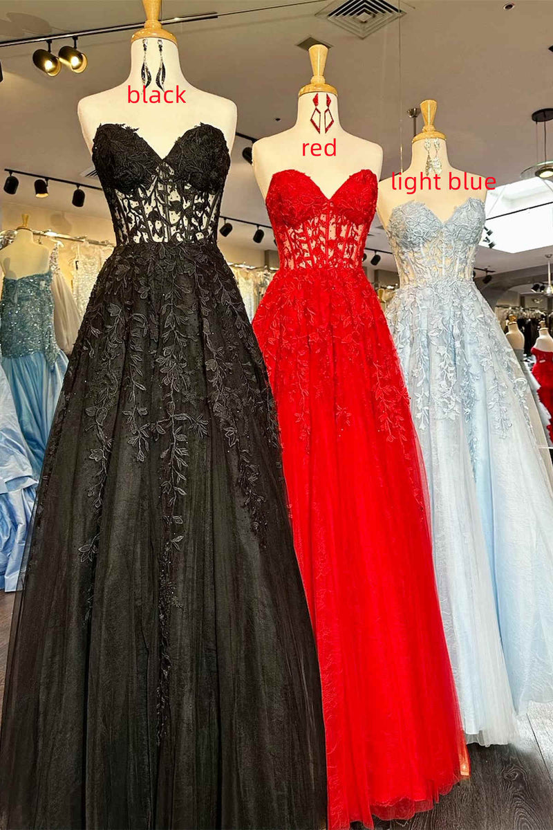 A Line Sweetheart Lavender Long Ball Dress with Appliques main image 1