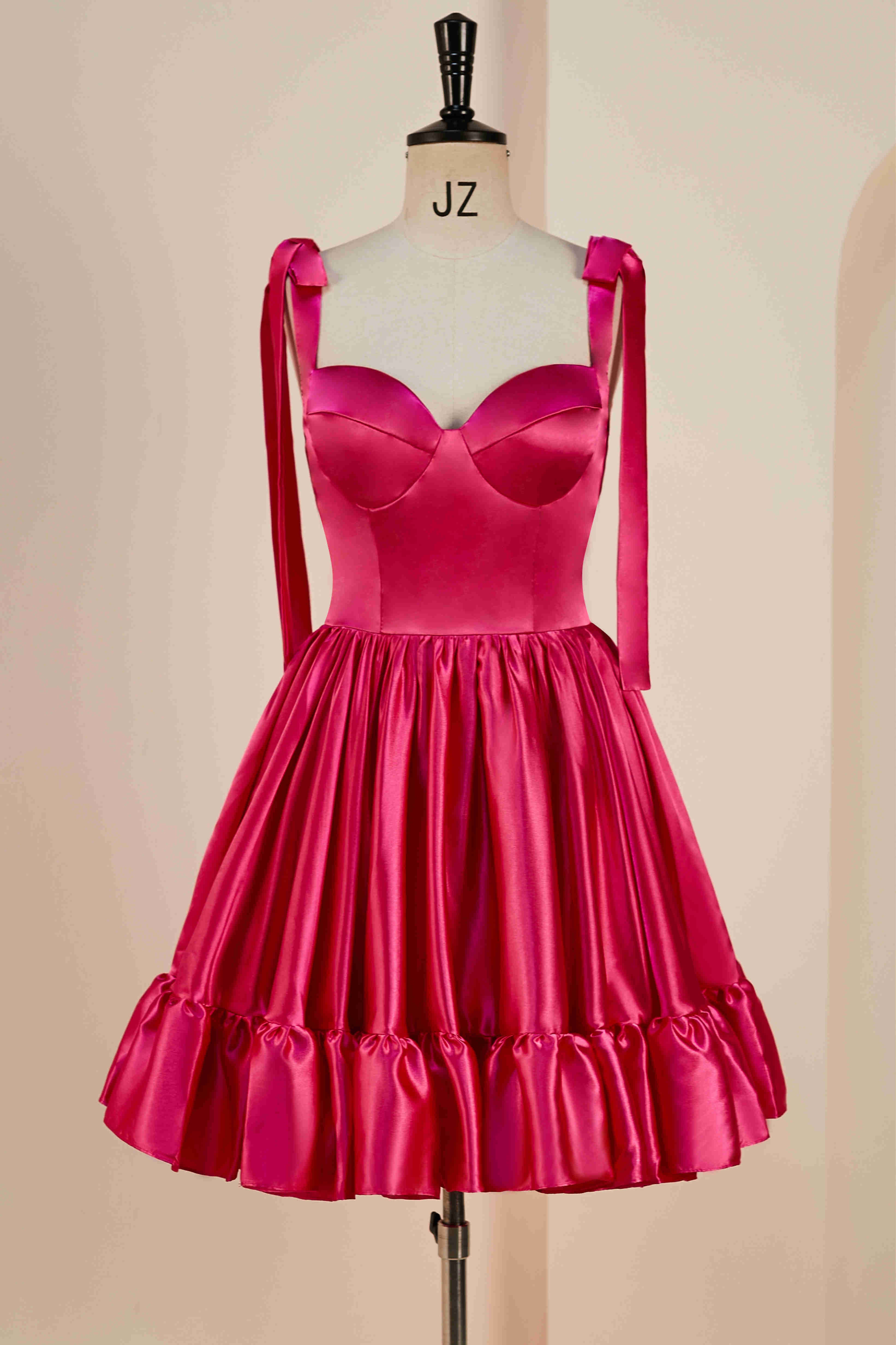 strapless open back dress David's Bridal 80's Hot Pink Formal Dress Size 16 SKU 000200 – Designers On  A Dime main image 0