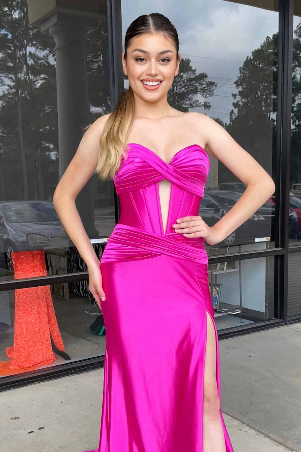 Sweetheart Cut Out Mermaid Long Prom Dress with Slit