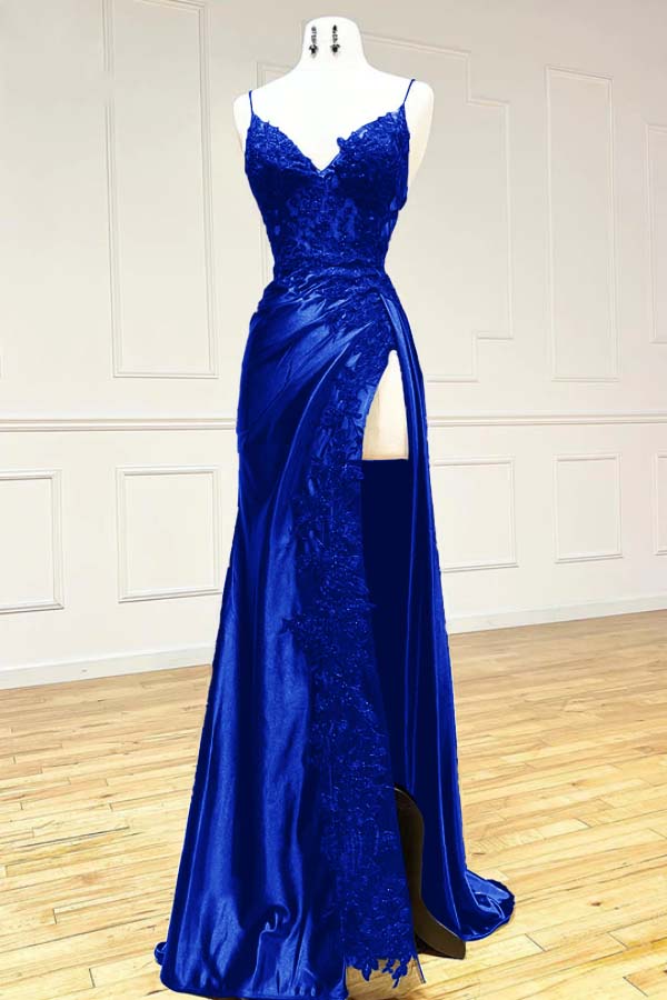 Black Long Appliques Prom Dress with Spaghetti Straps FancyVestido Black Long Appliques Prom Dress with Spaghetti Straps FancyVestido