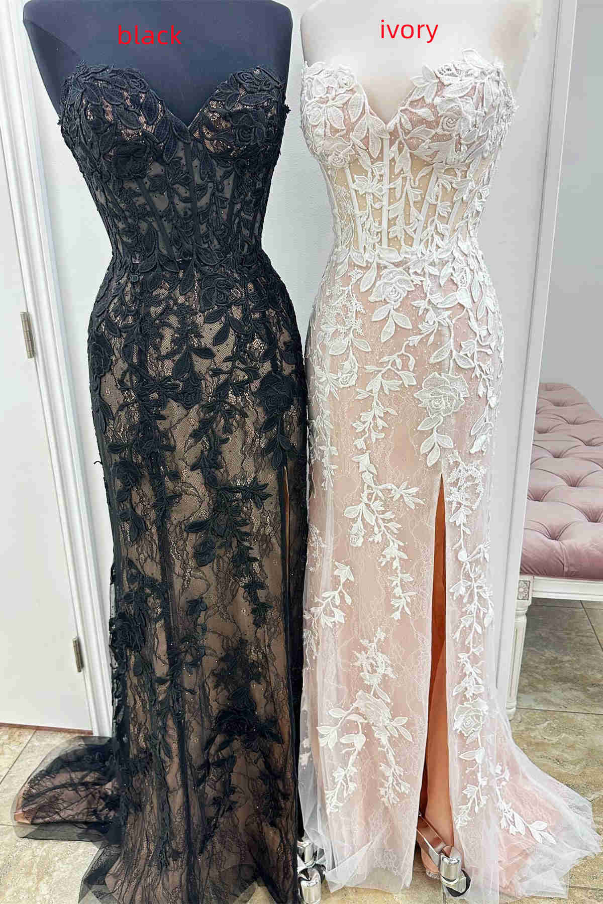 Sweetheart Black Lace Appliques Mermaid Prom Dress