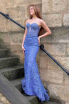 Sweetheart Periwinkle Keyhole Mermaid Prom Dress with Appliques