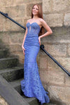 Sweetheart Periwinkle Keyhole Mermaid Prom Dress with Appliques