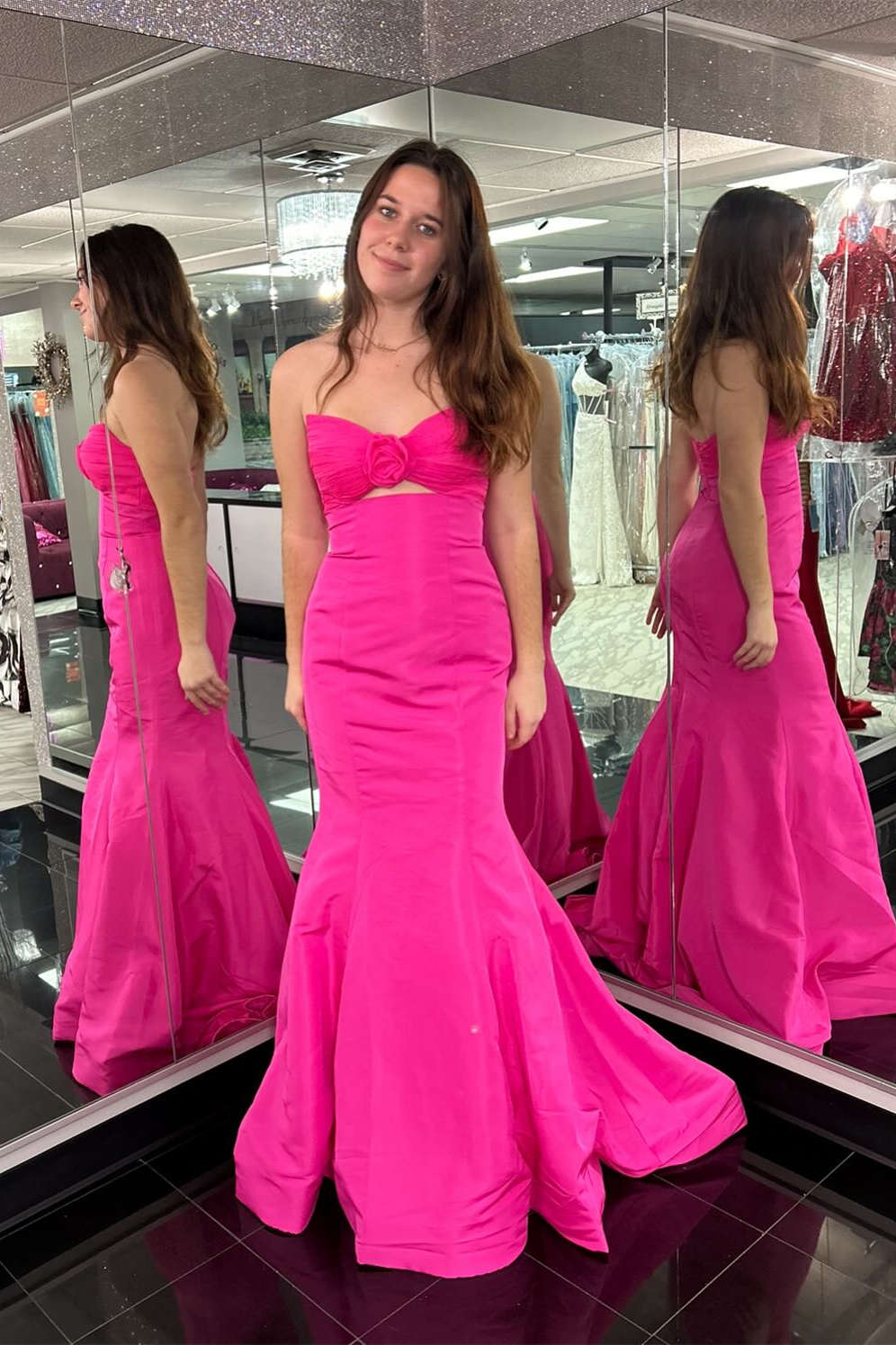 Julie | Strapless White and Black Ruched Mermaid Prom Dress