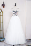 White Off-the-Shoulder Cut Mirror Sequin A-Line Prom Dress