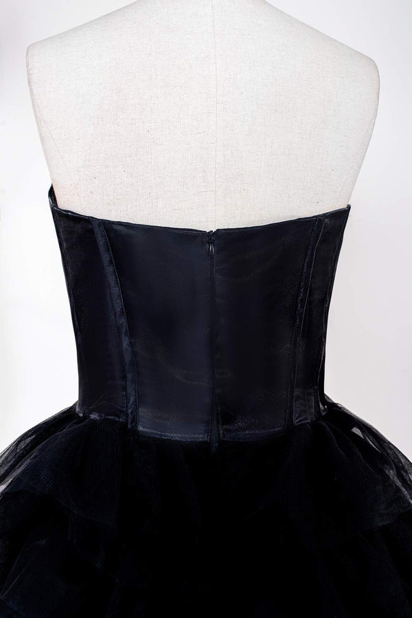 Sweetheart Black Layered Tulle A-Line Prom Dress