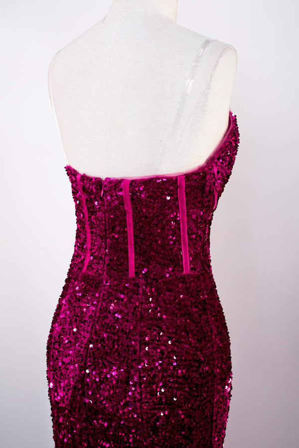 Sweetheart Fuchsia Sequin Mermaid Prom Dress
