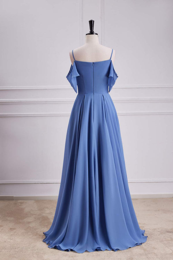Gentle Violet Blue Off the Shoulder A-Line Bridesmaid Dress