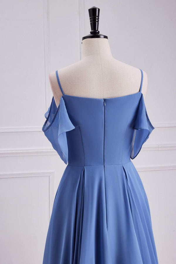 Gentle Violet Blue Off the Shoulder A-Line Bridesmaid Dress