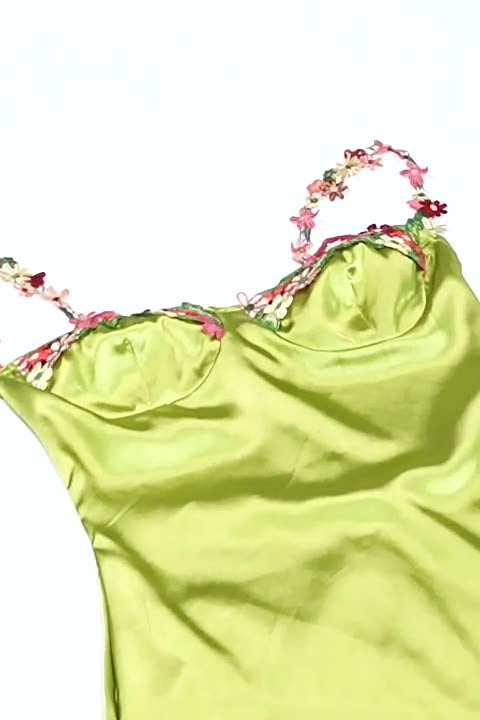 Princess Green Floral Embroidery Maxi Dress