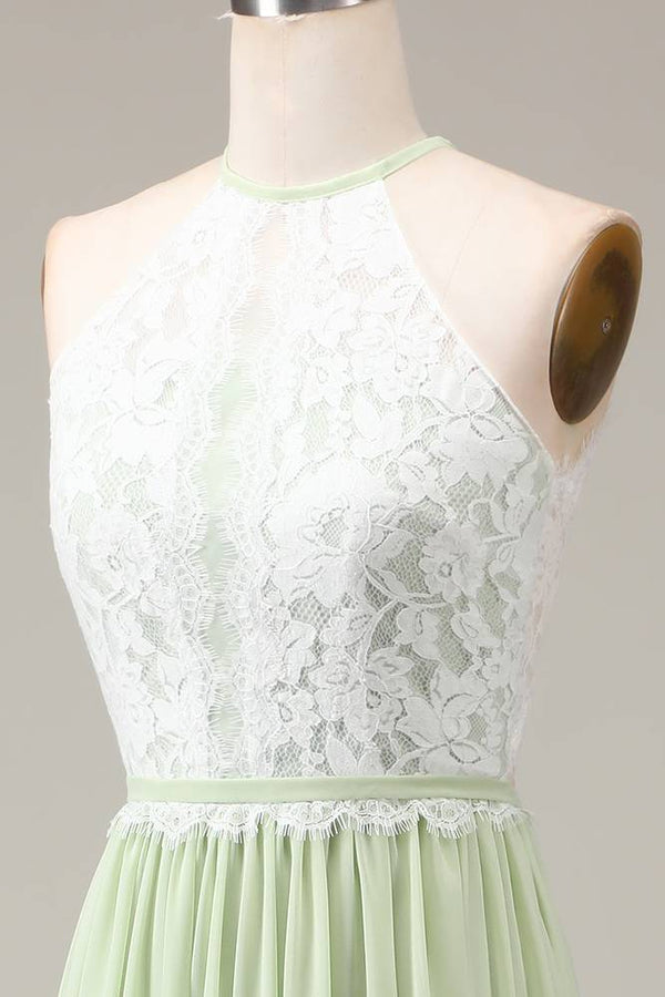 Mint Green Lace Top A-Line Maxi Dress