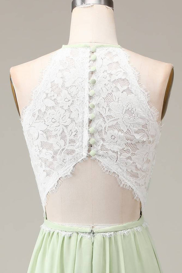 Mint Green Lace Top A-Line Maxi Dress