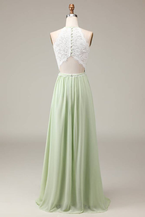 Mint Green Lace Top A-Line Maxi Dress