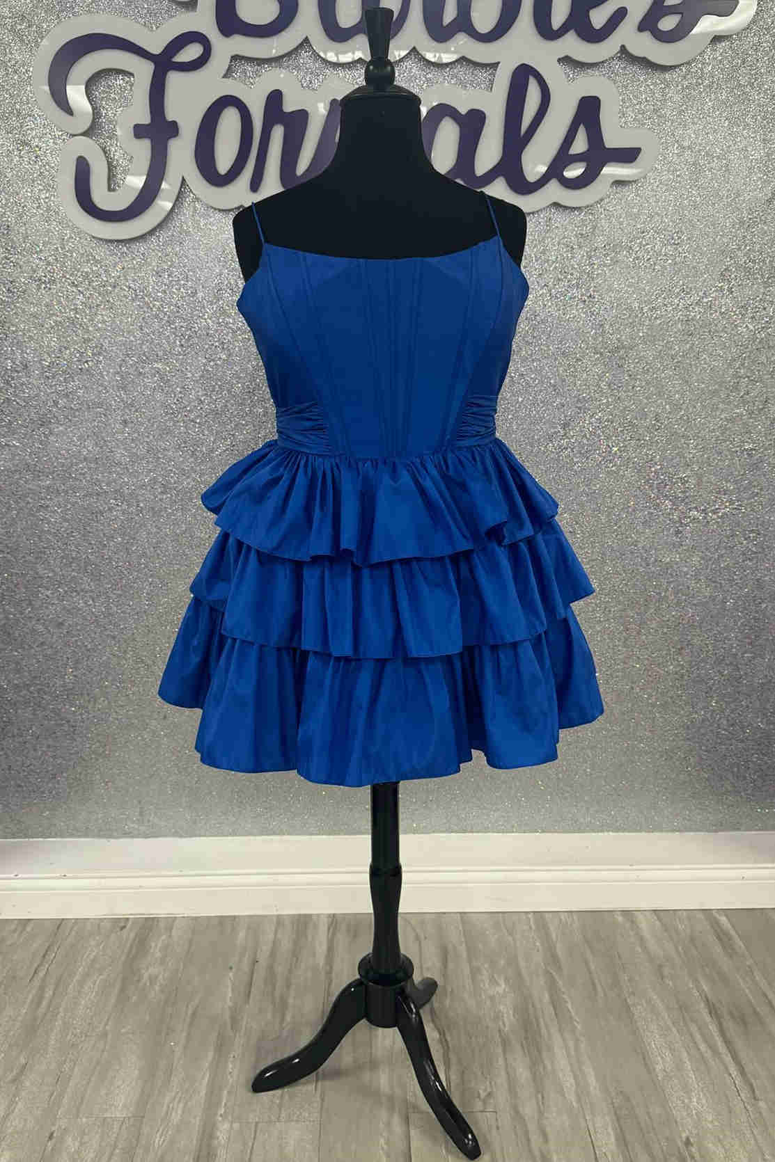 Blue Straps Layered A-Line Short Party Dress FancyVestido Blue Straps Layered A-Line Short Party Dress FancyVestido