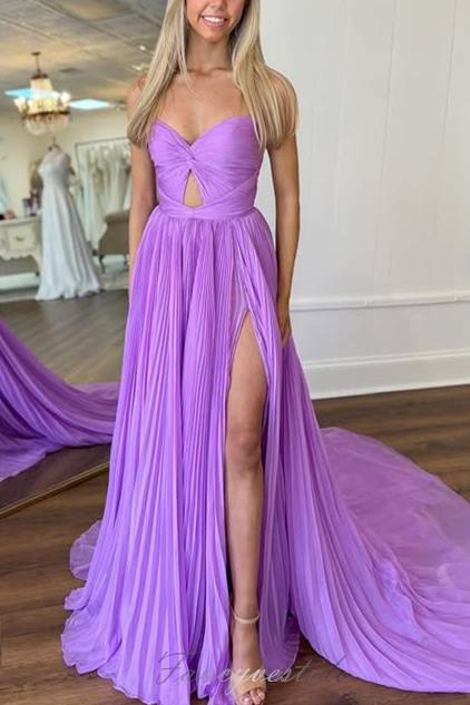 Red Strapless Keyhole Long Prom Dress with Slit