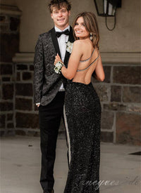 One Shoulder Asymmetrial Sequin Mermaid Prom Dress with Slit