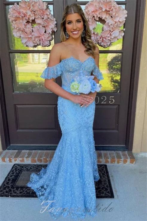 knee length dresses for ladies Wedtrend Women Light Green Prom Dress Mermaid Lace-Up Back Tulle Long Formal Evening Dress with Appliques, Light Green / US24W main image 0