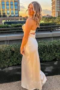 Elegant Sweetheart Champagne Sheath Maxi Dress